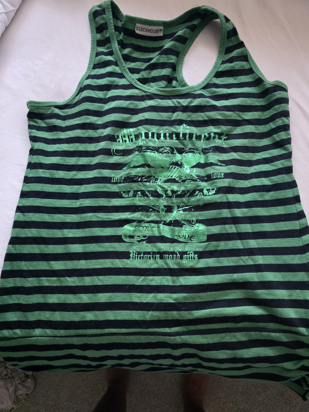 Green & Black Striped Racerback Tank Top